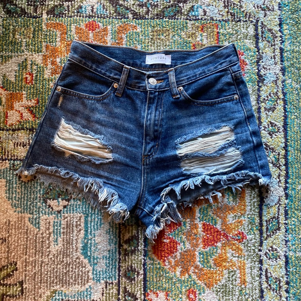 High Waisted Distressed Denim Shorts
